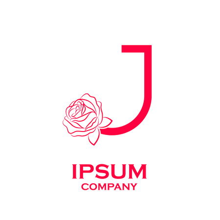 Letter J logo,Rose Flower Red, beauty and fashion, cosmetics business, natural,spa salons logoのイラスト素材