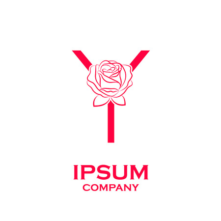 Letter Y logo,Rose Flower Red, beauty and fashion, cosmetics business, natural,spa salons logoのイラスト素材