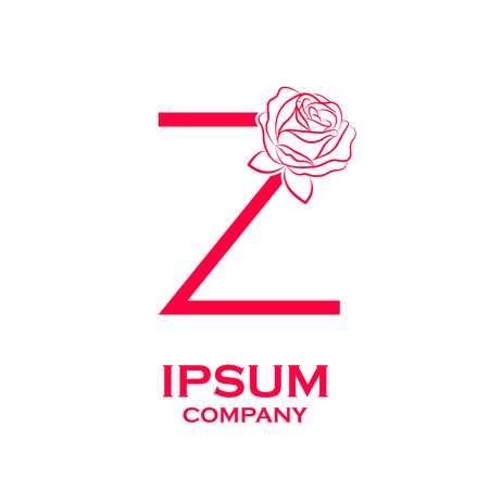 Letter Z logo,Rose Flower Red, beauty and fashion, cosmetics business, natural,spa salons logoのイラスト素材
