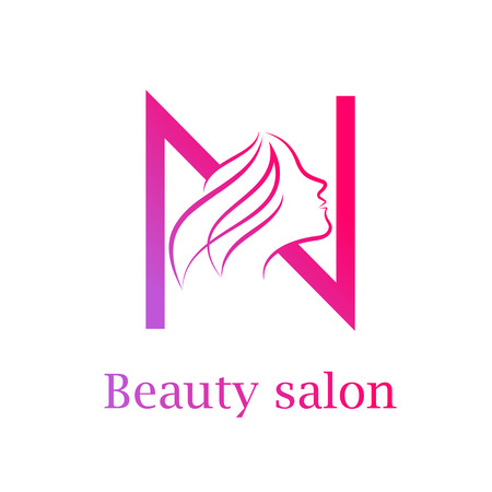 Abstract letter N logo,Beauty salon logo design templateのイラスト素材