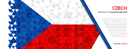 Abstract polygon Geometric Shape background.Czech flagのイラスト素材