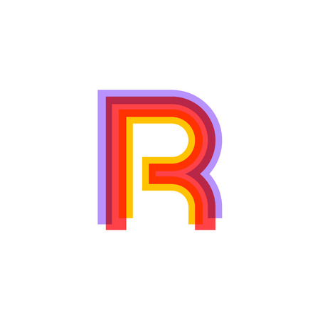 Letter R logo with Colorful three line, real estate, apartment, condo, house, modern, digital, technology logotypeのイラスト素材