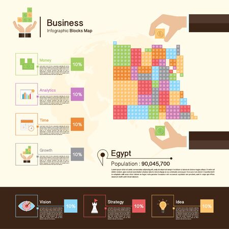 Business Infographic with blocks,Egypt mapのイラスト素材