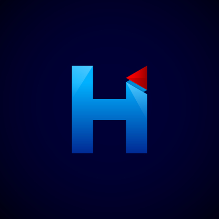 Letter H with Modern glossy and Triangular , Arrow and forward, abstract origami, Digital, Technology, Mediaのイラスト素材