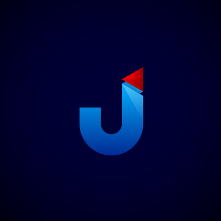 Letter J with Modern glossy and Triangular , Arrow and forward, abstract origami, Digital, Technology, Mediaのイラスト素材