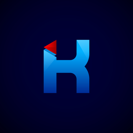 Letter K with Modern glossy and Triangular , Arrow and forward, abstract origami, Digital, Technology, Mediaのイラスト素材