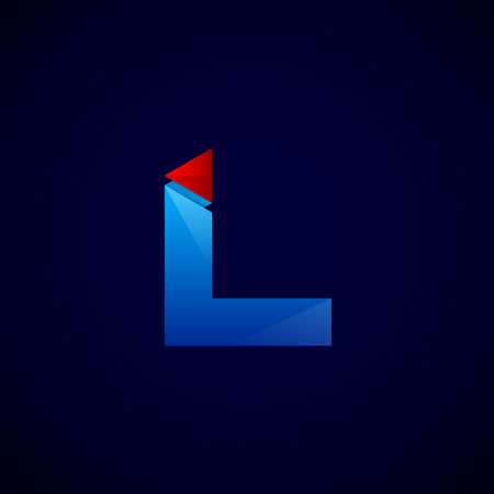 Letter L with Modern glossy and Triangular , Arrow and forward, abstract origami, Digital, Technology, Mediaのイラスト素材