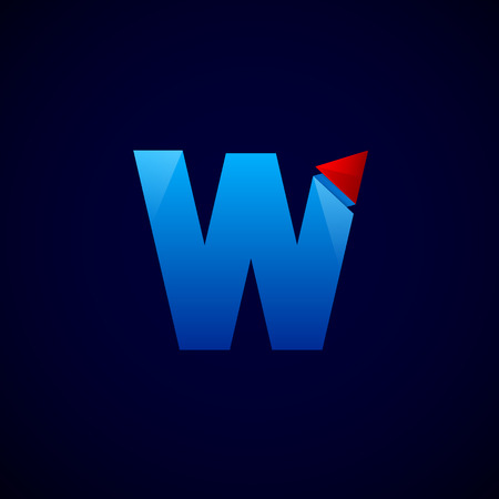 Letter W with Modern glossy and Triangular , Arrow and forward, abstract origami, Digital, Technology, Mediaのイラスト素材