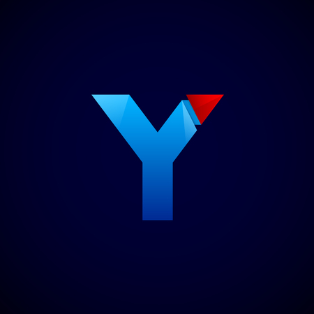 Letter Y with Modern glossy and Triangular , Arrow and forward, abstract origami, Digital, Technology, Mediaのイラスト素材