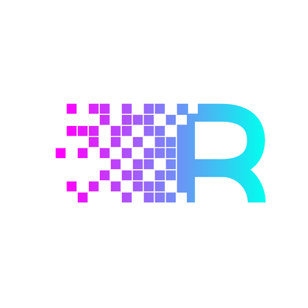 Letter R Logo Design.network digital logo icon template. technology logo, web net logo icon, Company logoのイラスト素材