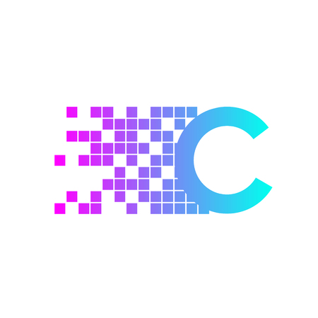 Letter C Logo Design.network digital logo icon template. technology logo, web net logo icon, Companyのイラスト素材