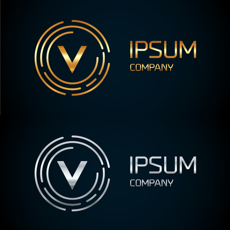 V letter logo icon template. Symbol, line style letter, logotype, and more.のイラスト素材