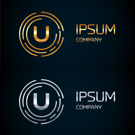 U letter logo icon template. Symbol, line style letter, logotype, and more.のイラスト素材
