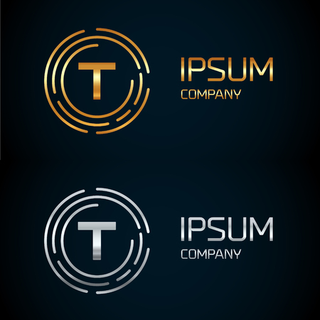 T letter logo icon template. Symbol, line style letter, logotype, and more.のイラスト素材