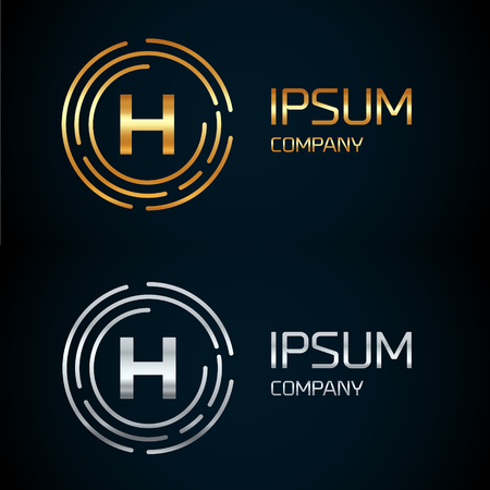 H letter logo icon template.symbol,line style letter,logotype,modern,company name brand.round,rings,circle,premium conceptのイラスト素材