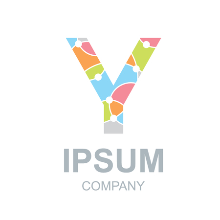 Abstract letter Y logo design template,Business,Colorful creative sign,vector icon,lines lettersのイラスト素材