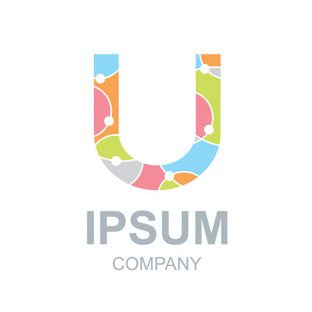 Abstract letter U logo design template,Business,Colorful creative sign,vector icon,lines lettersのイラスト素材