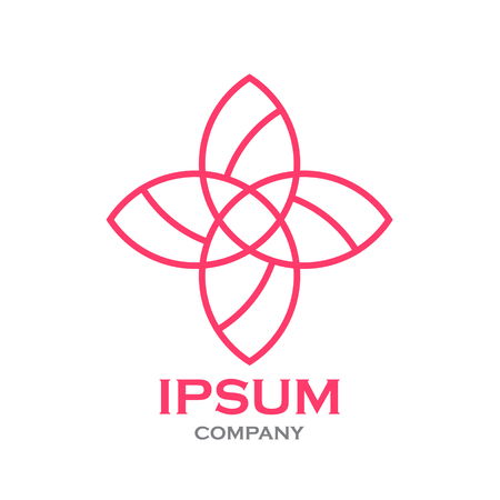 Beautiful flower line decoration vector logoのイラスト素材