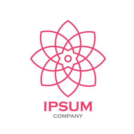 Beautiful flower line decoration vector logoのイラスト素材