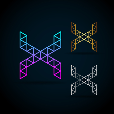 Letter X Vector Origami Logo with sample text for your companyのイラスト素材