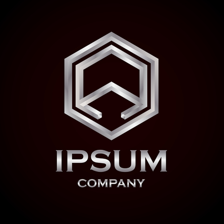 Letter A silver Hexagon vector logo design templateのイラスト素材