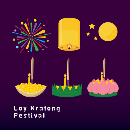 Loy Kratong thailand festival vectorのイラスト素材