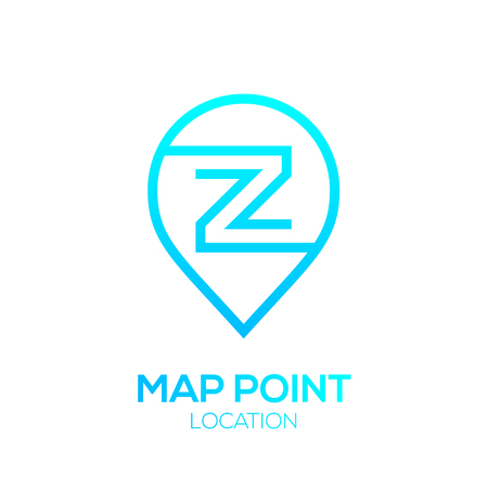 Letter Z Logo Map Point Location,City locator,Pin maps symbol,Gps icon,Geo point navigation logotypeのイラスト素材