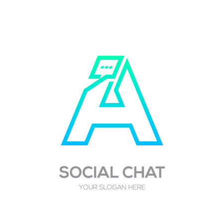 Letter A with Chat line shape, Social Talk, Social media, Abstract speak, Square speechのイラスト素材