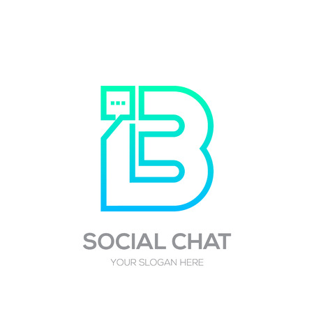 Letter B with Chat line shape, Social Talk, Social media, Abstract speak, Square speechのイラスト素材