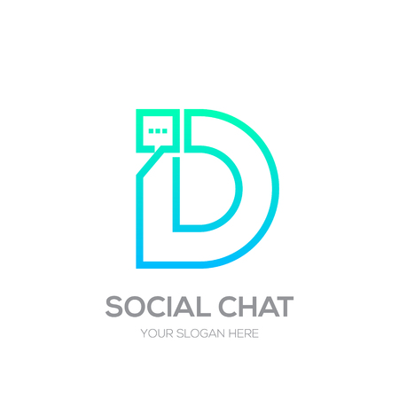 Letter D with Chat line shape, Social Talk, Social media, Abstract speak, Square speechのイラスト素材