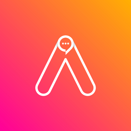 Letter A with Chat logo line shape, Social Talk, Social media, Sphere speech bubble, Technology and digital logotypeのイラスト素材