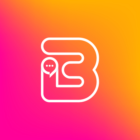 Letter B with Chat logo line shape, Social Talk, Social media, Sphere speech bubble, Technology and digital logotypeのイラスト素材