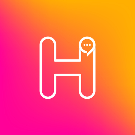 Letter H with Chat logo line shape, Social Talk, Social media, Sphere speech bubble, Technology and digital logotypeのイラスト素材