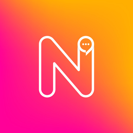 Letter N with Chat logo line shape, Social Talk, Social media, Sphere speech bubble, Technology and digital logotypeのイラスト素材