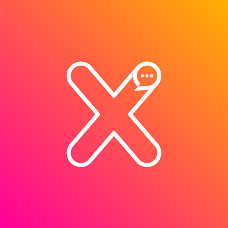 Letter X with Chat logo line shape, Social Talk, Social media, Sphere speech bubble, Technology and digital logotypeのイラスト素材