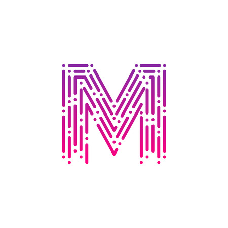 Letter M with Dots and Lines logotype,Fast Speed, Delivery, Digital and Technology for your Corporate identityのイラスト素材