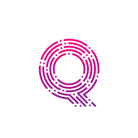 Letter Q with Dots and Lines logotype,Fast Speed, Delivery, Digital and Technology for your Corporate identityのイラスト素材