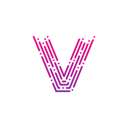 Letter V with Dots and Lines logotype,Fast Speed, Delivery, Digital and Technology for your Corporate identityのイラスト素材