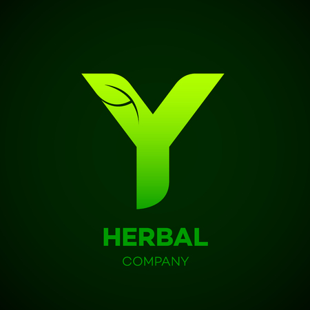 Letter Y Green leaf, Herbal, Pharmacy, organic, natural, bio and eco friendly vector illustrationのイラスト素材