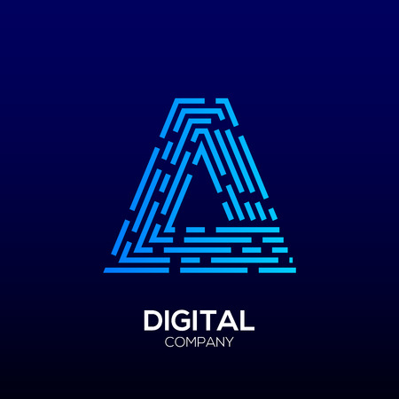 Letter A with Square shape, Dots and Lines logotype,Fast Speed, Delivery, Digital and Technology for your Corporate identityのイラスト素材