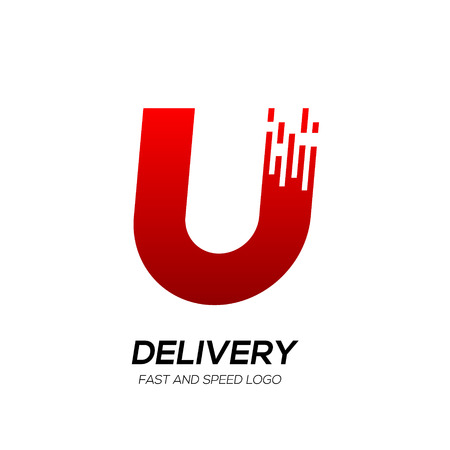 Letter U with Delivery service , Fast Speed, Moving and Quick, Digital and Technology for your Corporate identityのイラスト素材