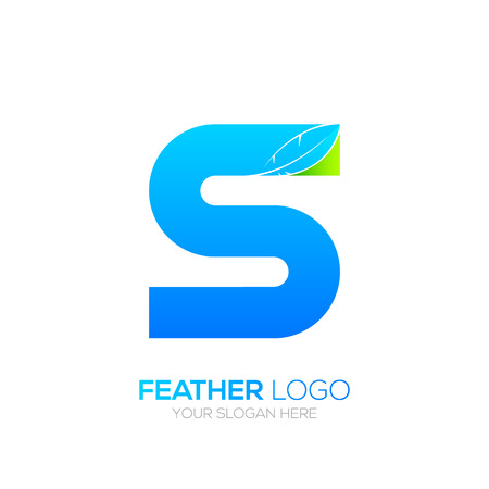 Letter S with Feather icon, Fountain pen, Law, Legal, Lawyer, Copywriter, Writer icon type for your Corporate identityのイラスト素材