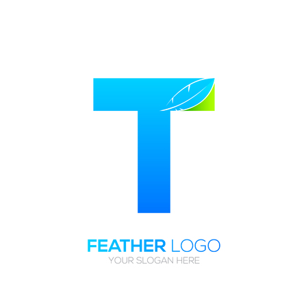 Letter T with Feather icon, Fountain pen, Law, Legal, Lawyer, Copywriter, Writer icon type for your Corporate identityのイラスト素材