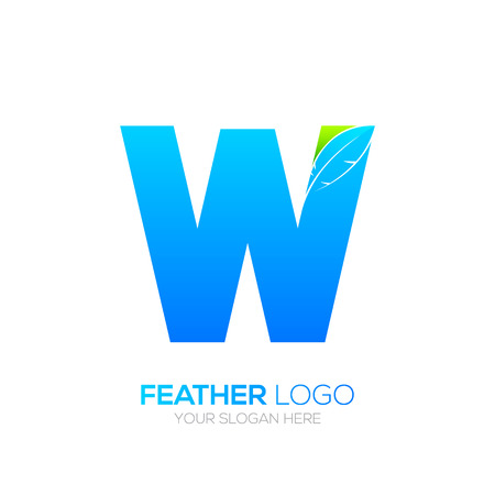 Letter W with Feather icon, Fountain pen, Law, Legal, Lawyer, Copywriter, Writer icon type for your Corporate identityのイラスト素材