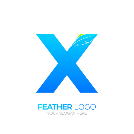 Letter X with Feather icon, Fountain pen, Law, Legal, Lawyer, Copywriter, Writer icon type for your Corporate identityのイラスト素材