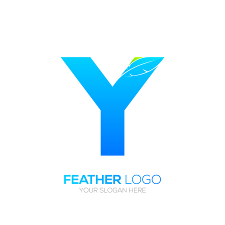 Letter Y with Feather icon, Fountain pen, Law, Legal, Lawyer, Copywriter, Writer icon type for your Corporate identityのイラスト素材