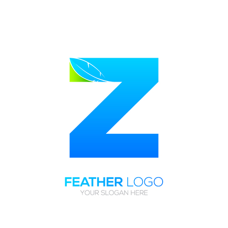 Letter Z with Feather icon, Fountain pen, Law, Legal, Lawyer, Copywriter, Writer icon type for your Corporate identityのイラスト素材