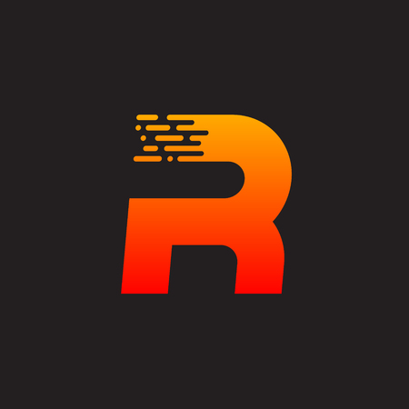 Letter R with Fast icon, Speed, Moving and Quick, Digital and Technology for your Corporate identity.のイラスト素材