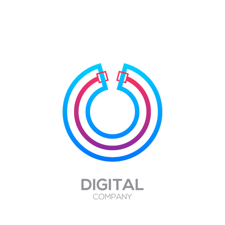 Letter O with Dots and Lines icon type,Square shape, Technology and digital, connection icon.のイラスト素材