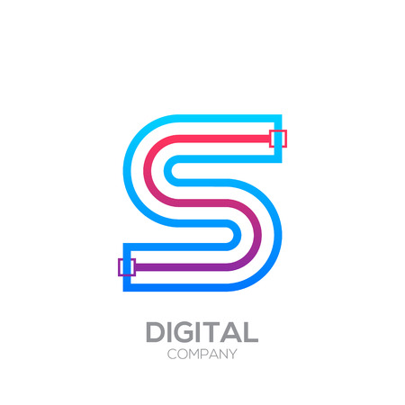 Letter S with Dots and Lines icon type,Square shape, Technology and digital, connection icon.のイラスト素材
